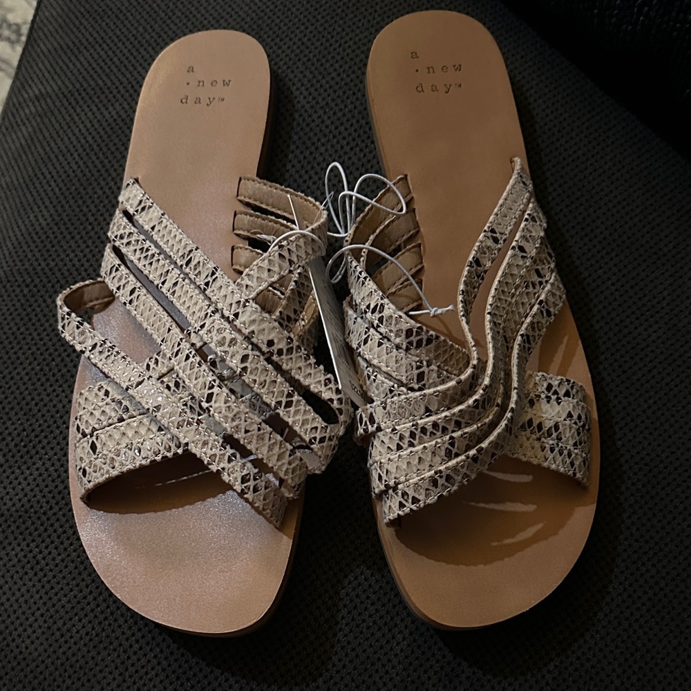 A New Day Women's Beige Snakeskin Sandals